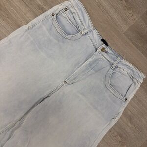 Maeve Anthropologie Jeans Womens 31 Light Wash High Rise Wide Leg Crop Stretch